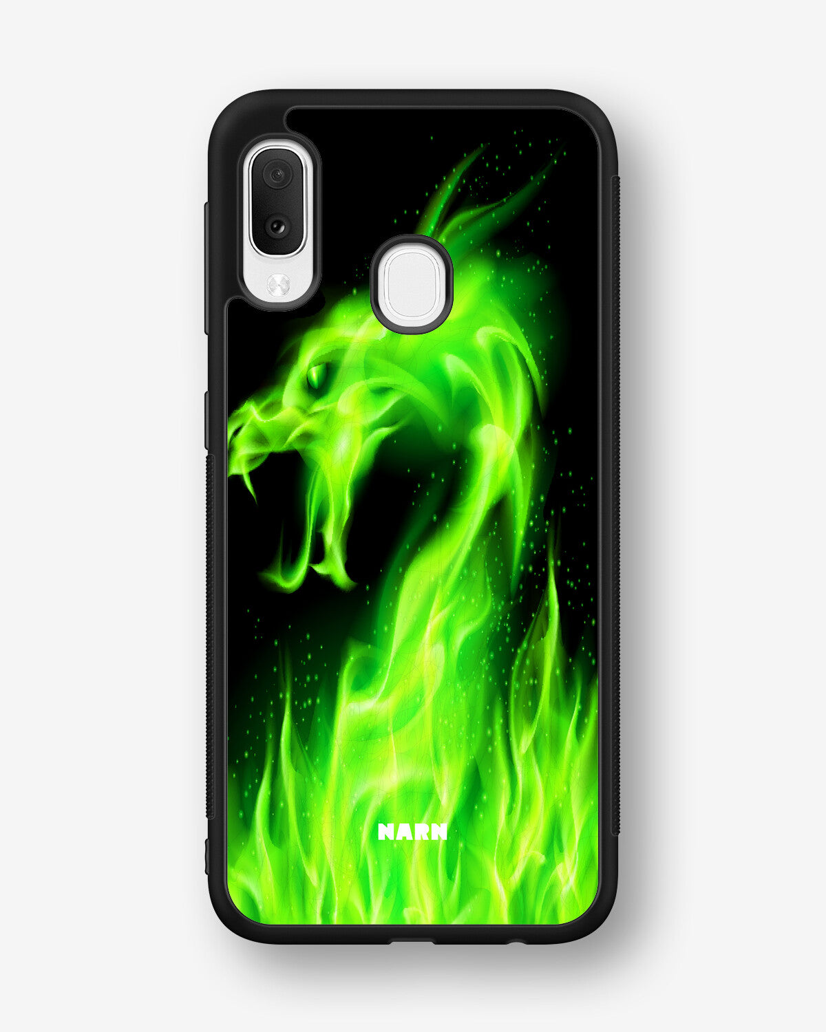 Samsung Galaxy A20e Hard Case – Green Flames Dragon - View 1