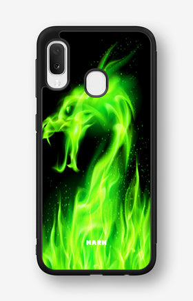 Samsung Galaxy A20e Hard Case – Green Flames Dragon - View 1