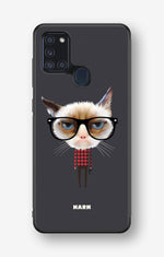 Samsung Galaxy A21s Hard Case – Hipster Cat - View 1
