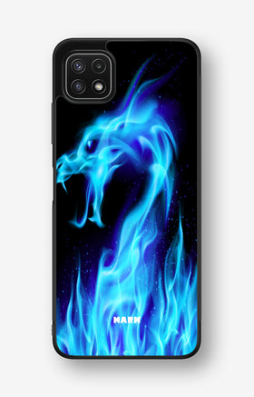Samsung Galaxy A22 4G Hard Case – Blue Flames Dragon - View 1