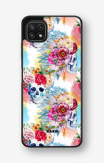 Samsung Galaxy A22 4G Hard Case – Flowered Skulls - View 1