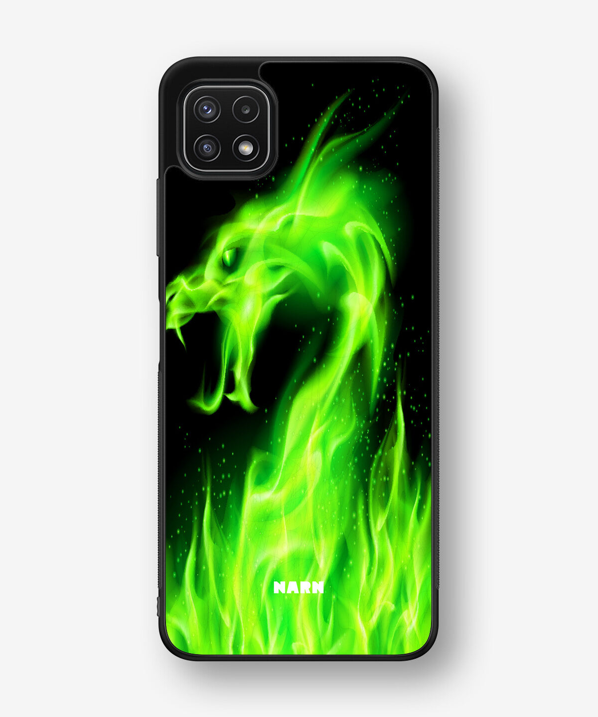 Samsung Galaxy A22 4G Hard Case – Green Flames Dragon - View 1