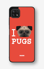 Samsung Galaxy A22 4G Hard Case – I Love Pugs - View 1