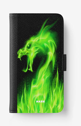 Samsung Galaxy A23 5G Wallet Case - Green Flames Dragon - View 1