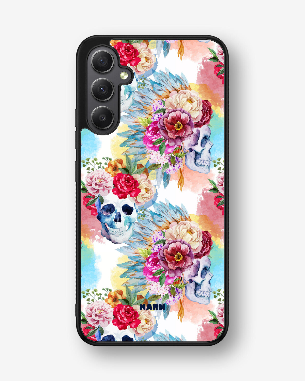 Samsung Galaxy A34 5G Hard Case – Flowered Skulls - View 1
