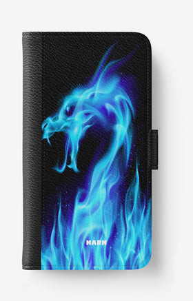 Samsung Galaxy A40 (2019) Wallet Case - Blue Flames Dragon - View 1