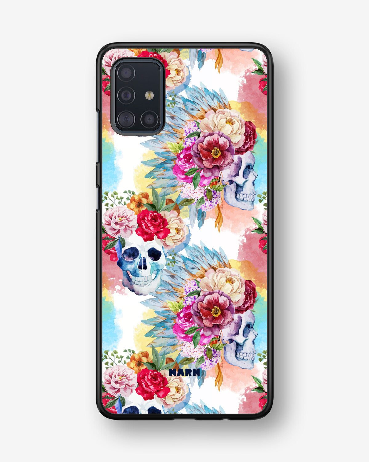 Samsung Galaxy A51 Hard Case – Flowered Skulls - View 1