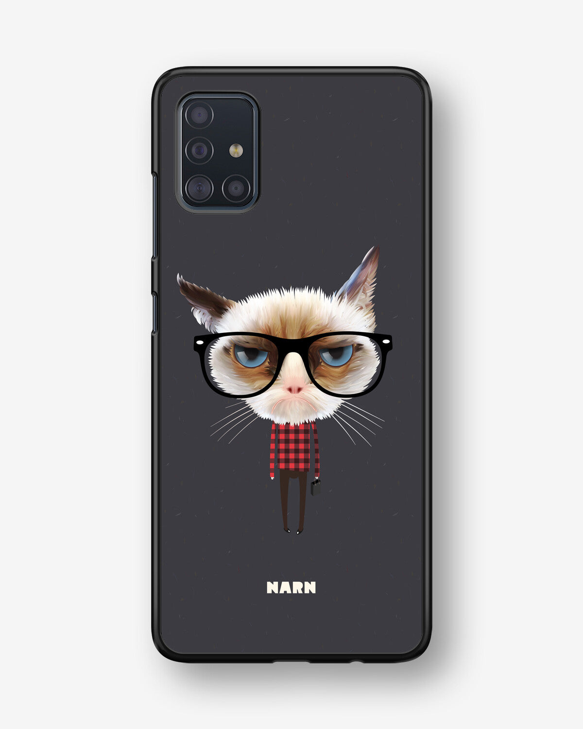 Samsung Galaxy A51 Hard Case – Hipster Cat - View 1