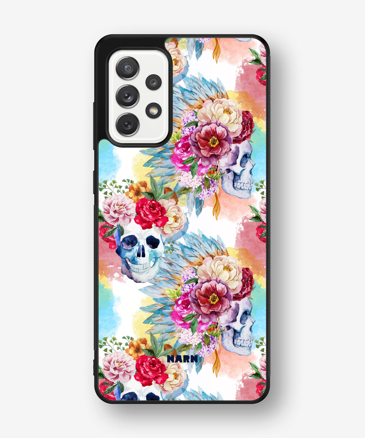 Samsung Galaxy A52 / A52s 5G Hard Case – Flowered Skulls - View 1