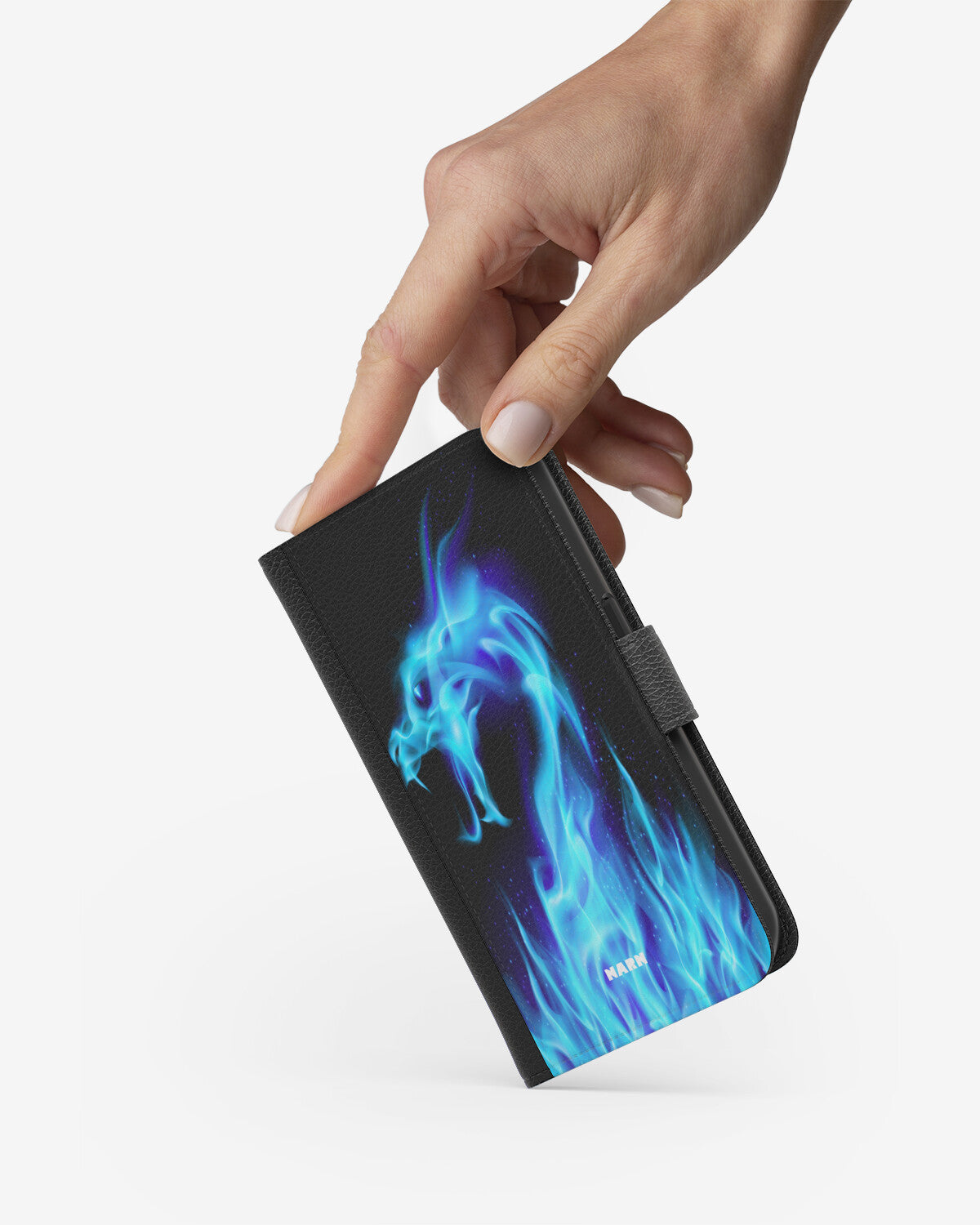 Samsung Galaxy A70 Wallet Case - Blue Flames Dragon - View 2