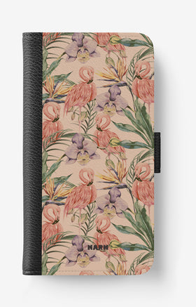 Samsung Galaxy A70 Wallet Case - Flamingos & Flowers - View 1