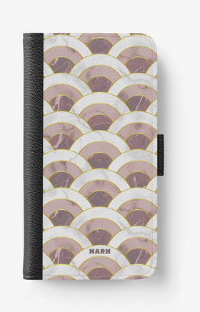 Samsung Galaxy J6 Wallet Case - Pink Marble Waves - View 1