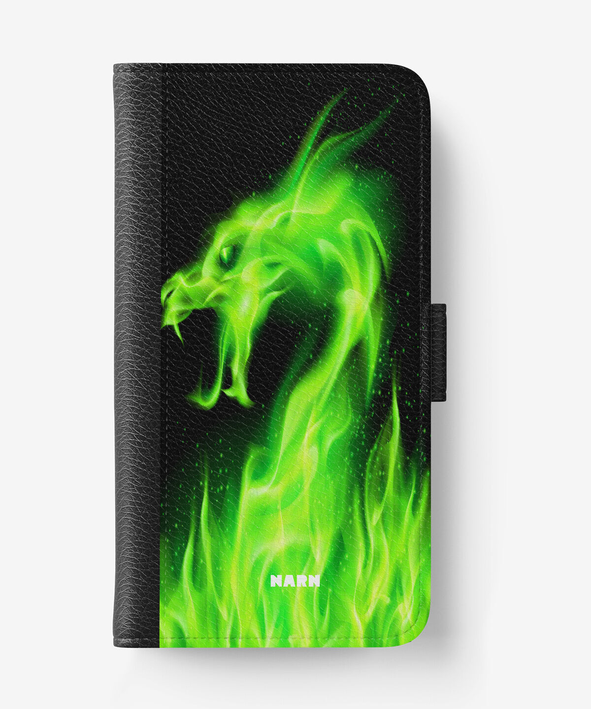 Samsung Galaxy Note 10 Wallet Case - Green Flames Dragon - View 1