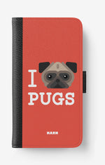 Samsung Galaxy Note 8 Wallet Case - I Love Pugs - View 1