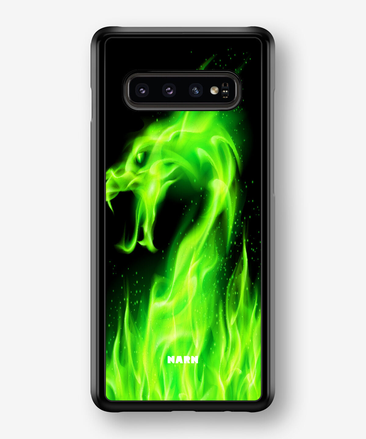 Samsung Galaxy S10 Plus Hard Case – Green Flames Dragon - View 1