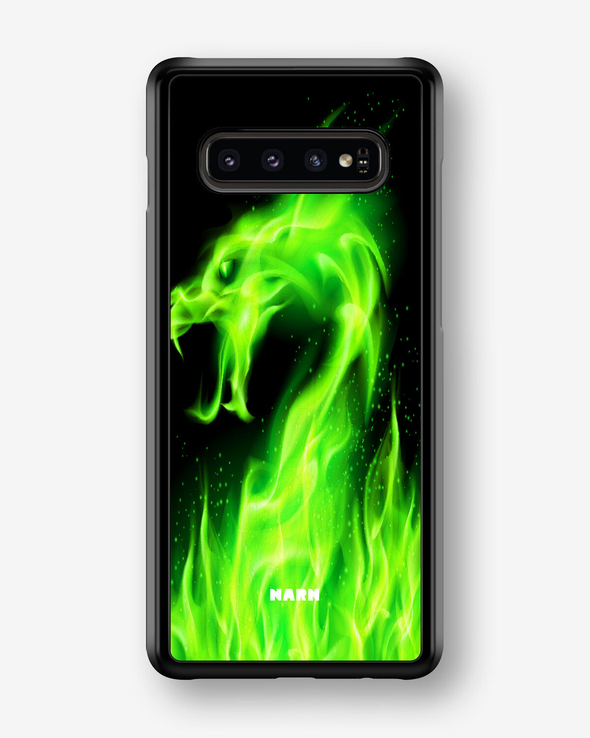 Samsung Galaxy S10 Plus Hard Case – Green Flames Dragon - View 1