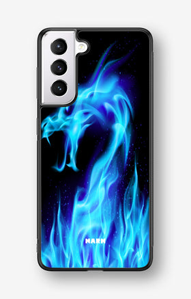 Samsung Galaxy S21 Hard Case – Blue Flames Dragon - View 1