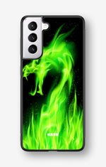Samsung Galaxy S21 Hard Case – Green Flames Dragon - View 1