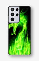 Samsung Galaxy S21 Ultra Hard Case – Green Flames Dragon - View 1