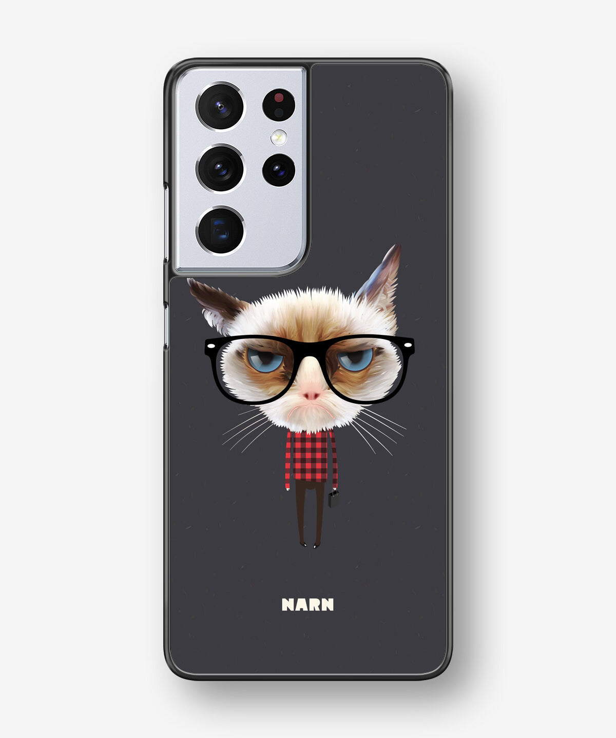 Samsung Galaxy S21 Ultra Hard Case – Hipster Cat - View 1