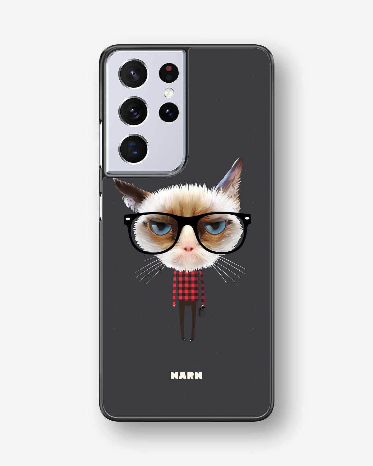 Samsung Galaxy S21 Ultra Hard Case – Hipster Cat - View 1