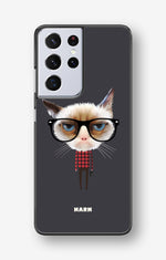 Samsung Galaxy S21 Ultra Hard Case – Hipster Cat - View 1