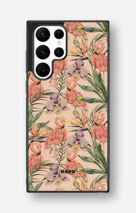 Samsung Galaxy S22 Ultra Hard Case – Flamingos & Flowers - View 1