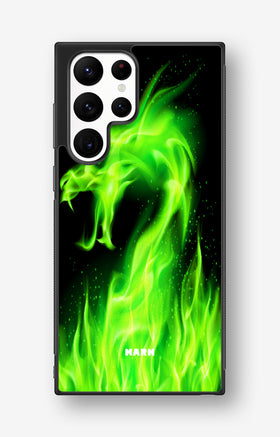 Samsung Galaxy S23 Ultra Hard Case – Green Flames Dragon - View 1