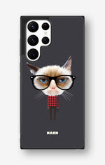 Samsung Galaxy S23 Ultra Hard Case – Hipster Cat - View 1