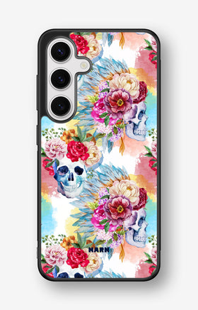 Samsung Galaxy S25 Hard Case – Flowered Skulls - View 1