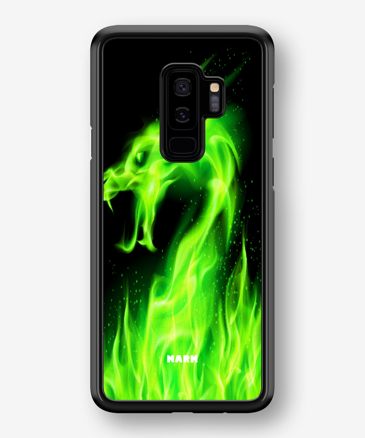Samsung Galaxy S9 Plus Hard Case – Green Flames Dragon - View 1