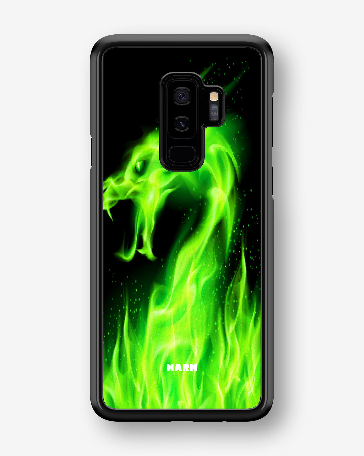 Samsung Galaxy S9 Plus Hard Case – Green Flames Dragon - View 1