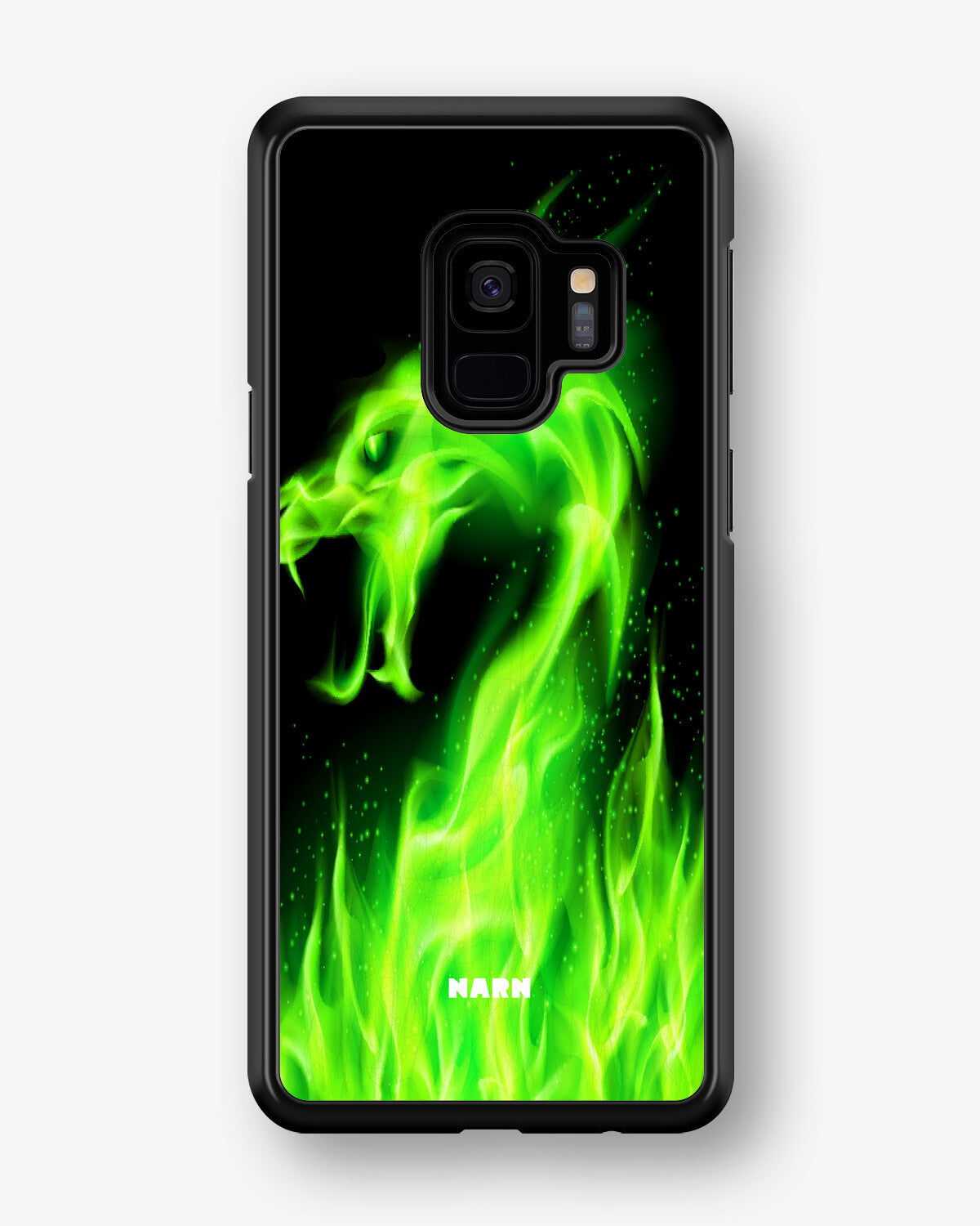 Samsung Galaxy S9 Hard Case – Green Flames Dragon - View 1