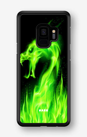 Samsung Galaxy S9 Hard Case – Green Flames Dragon - View 1