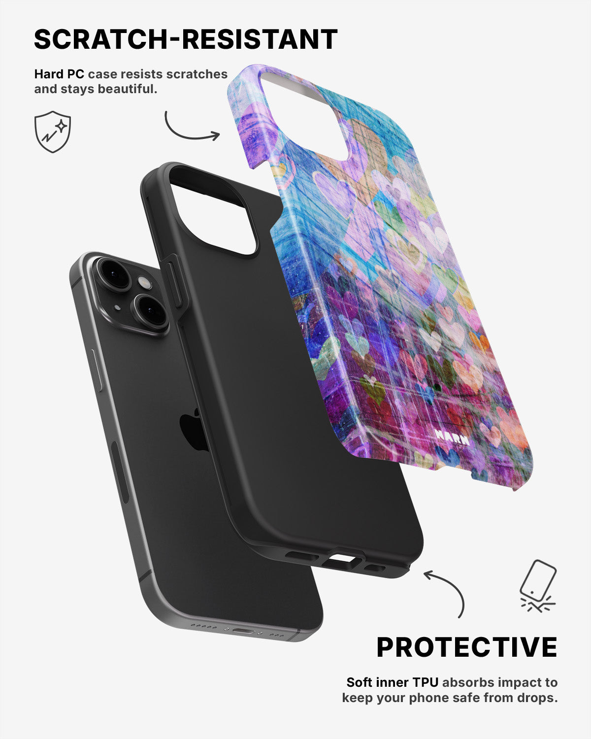 iPhone 11 Tough Case – Purple Hearts - View 2