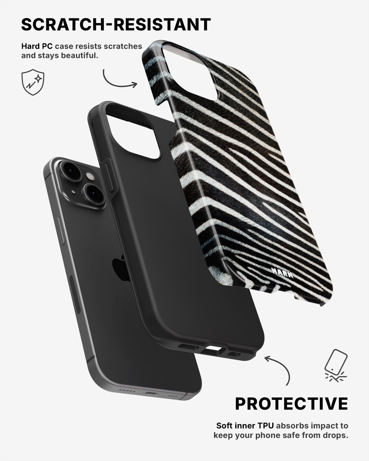 iPhone 11 Tough Case – Zebra Stripe - View 2