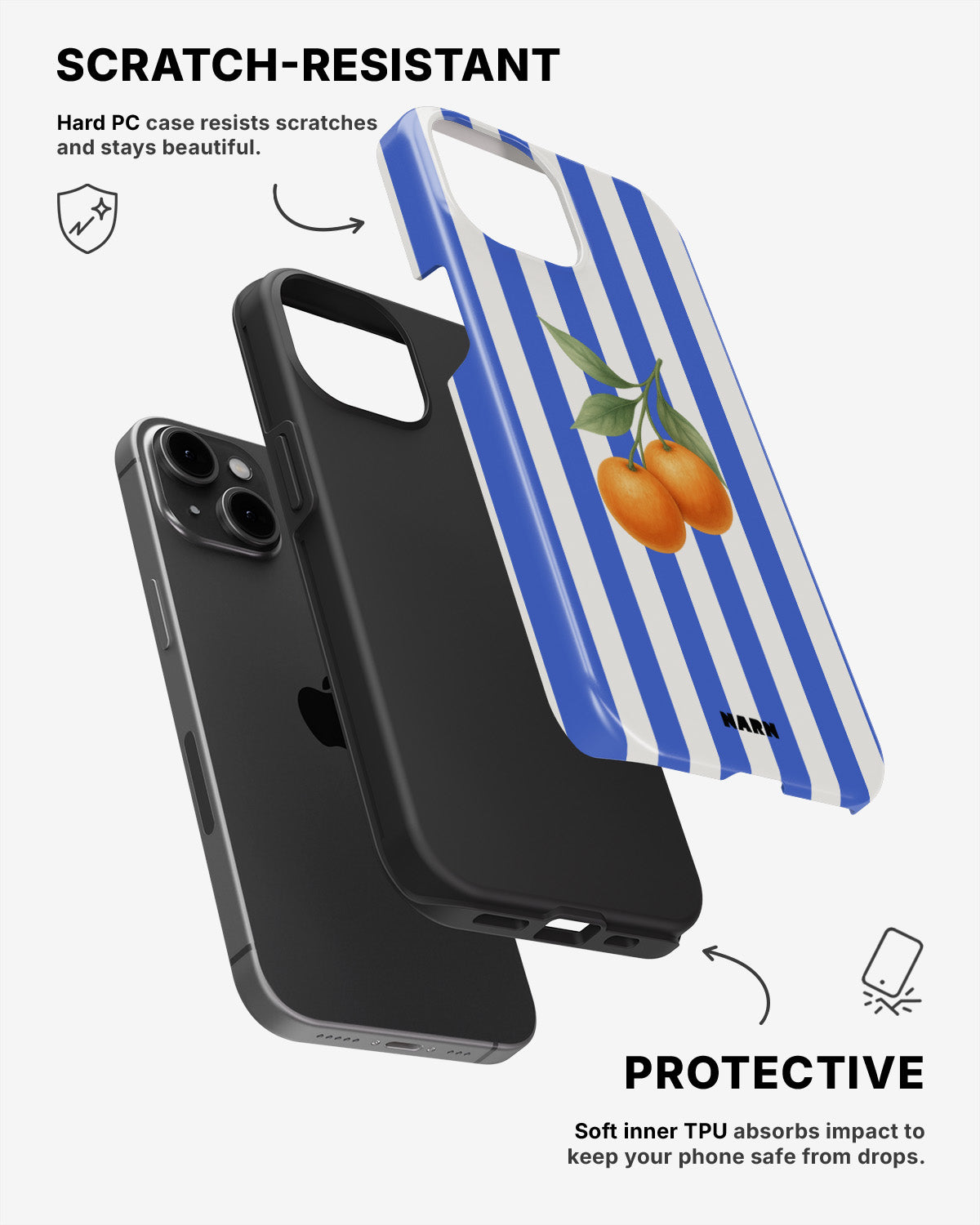 iPhone 11 Tough Case – Orange Stripes - View 2