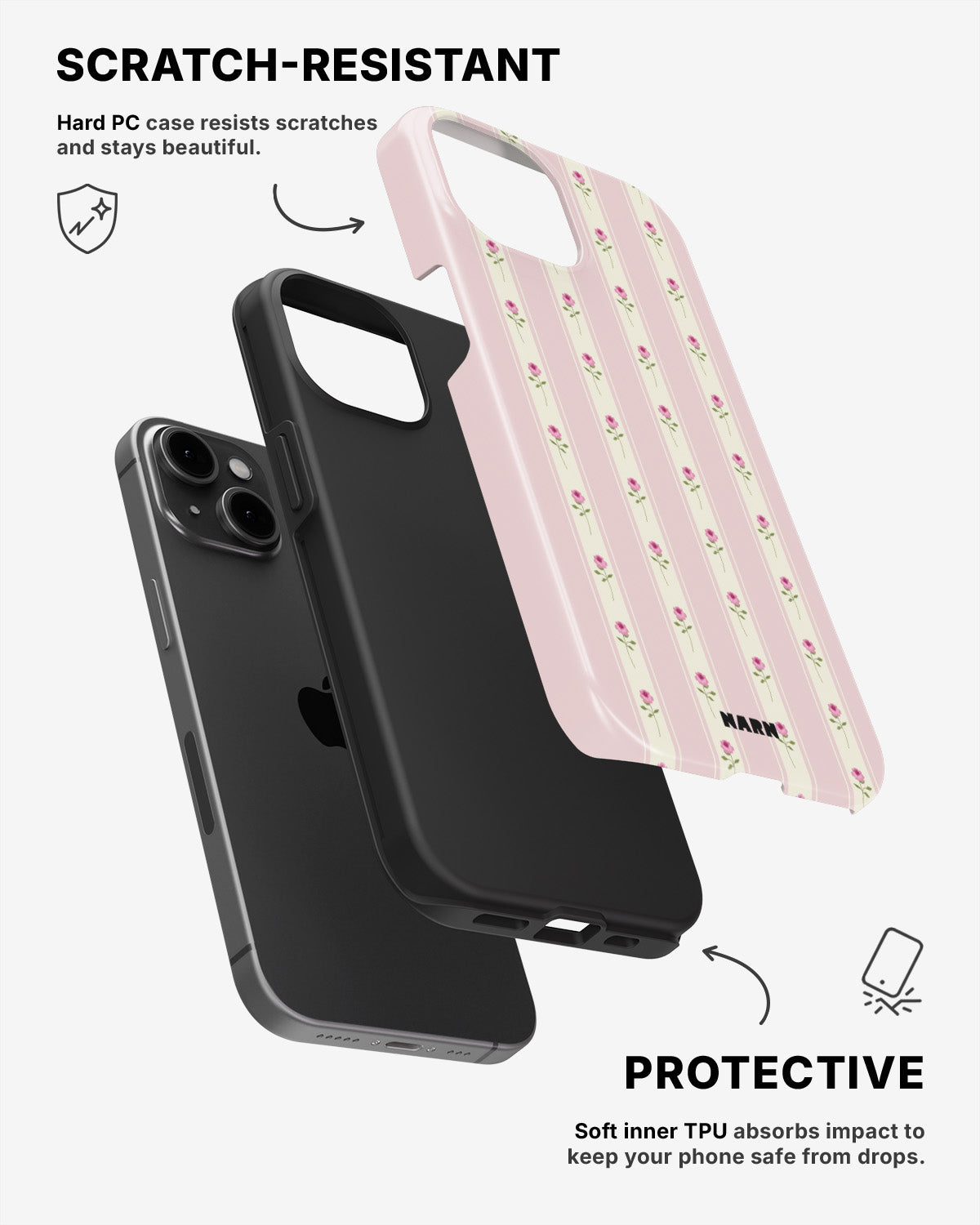 iPhone 11 Tough Case – Rose Lines - View 2