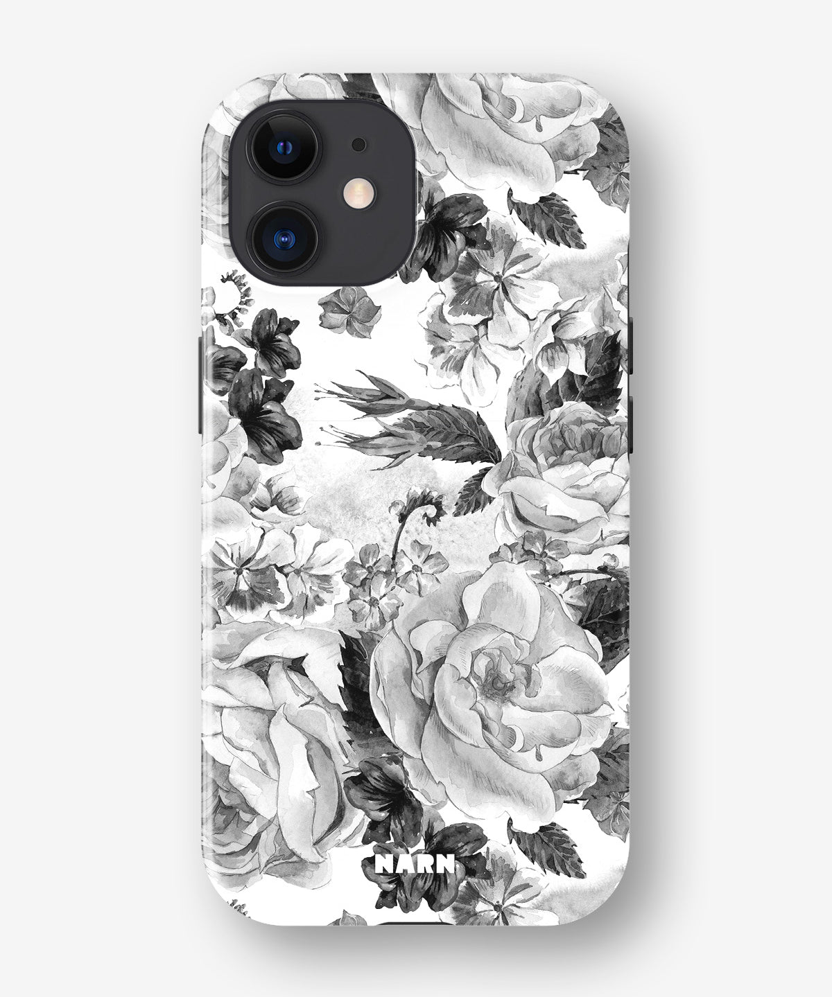 iPhone 12 / iPhone 12 Pro Tough Case – Black & White Bloom - View 1