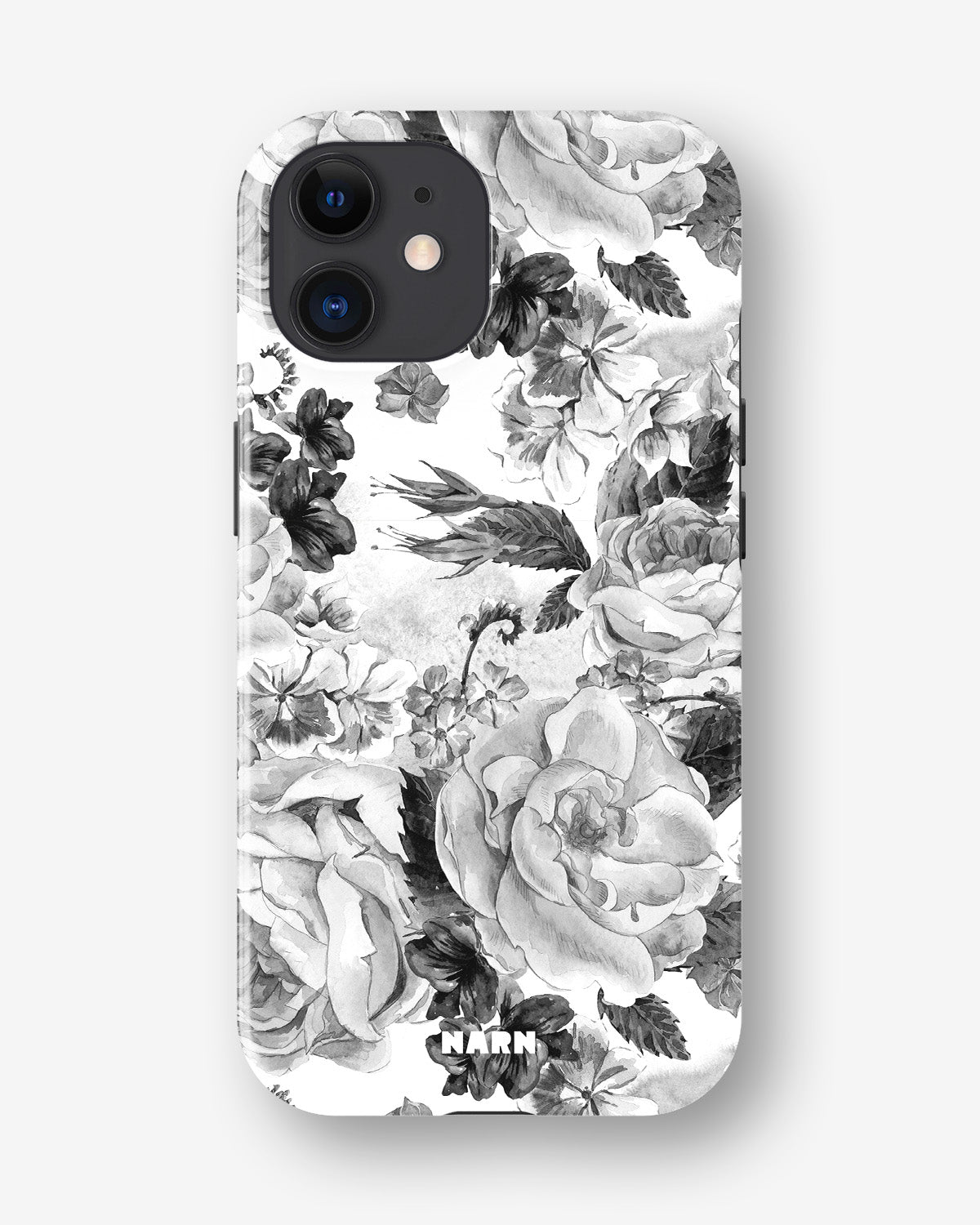 iPhone 12 / iPhone 12 Pro Tough Case – Black & White Bloom - View 1