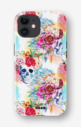 iPhone 12 / iPhone 12 Pro Tough Case – Flowered Skulls - View 1