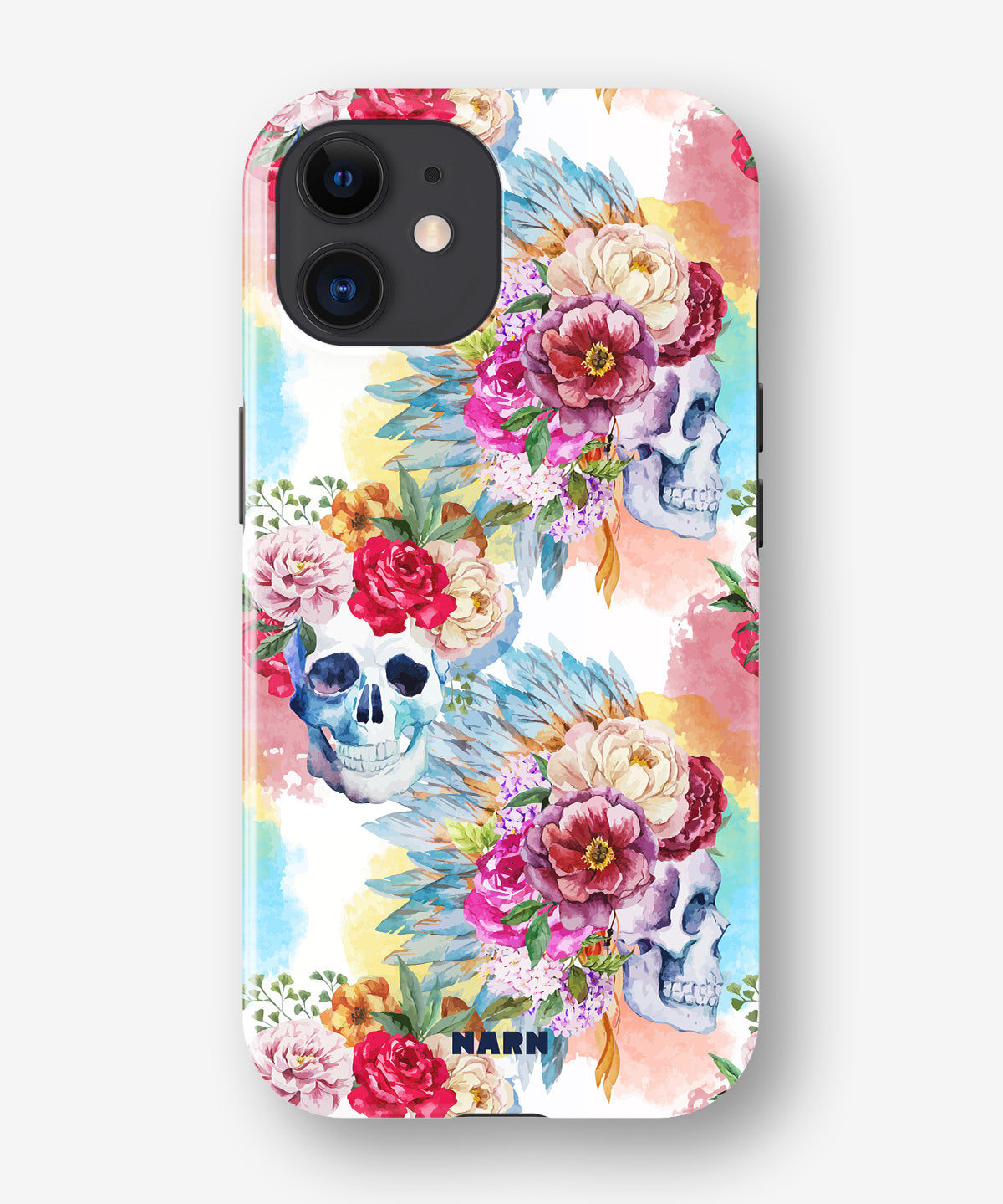 iPhone 12 / iPhone 12 Pro Tough Case – Flowered Skulls - View 1