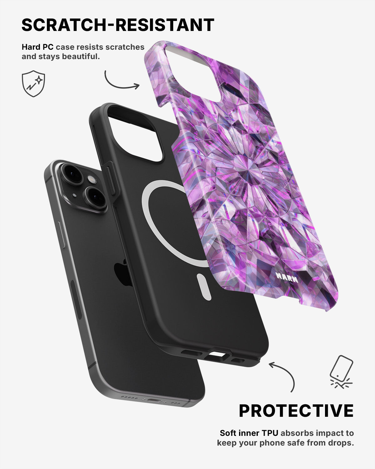 iPhone 12 / iPhone 12 Pro Tough Case – Lavender Crystals - View 2