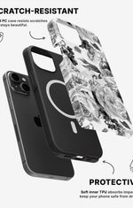iPhone 12 / iPhone 12 Pro Tough Case – Black & White Bloom - View 2