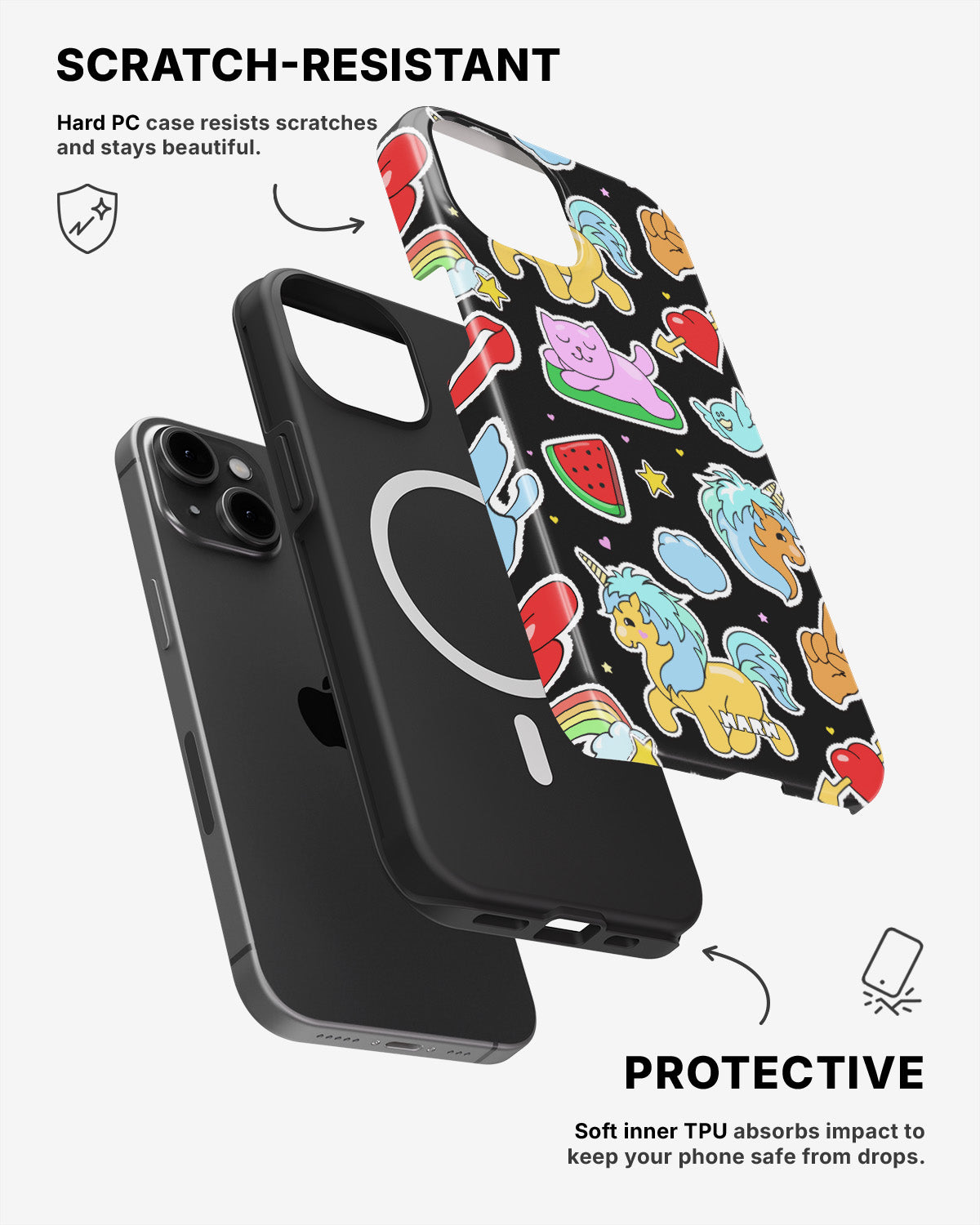 iPhone 12 / iPhone 12 Pro Tough Case – Cute Stickers - View 2