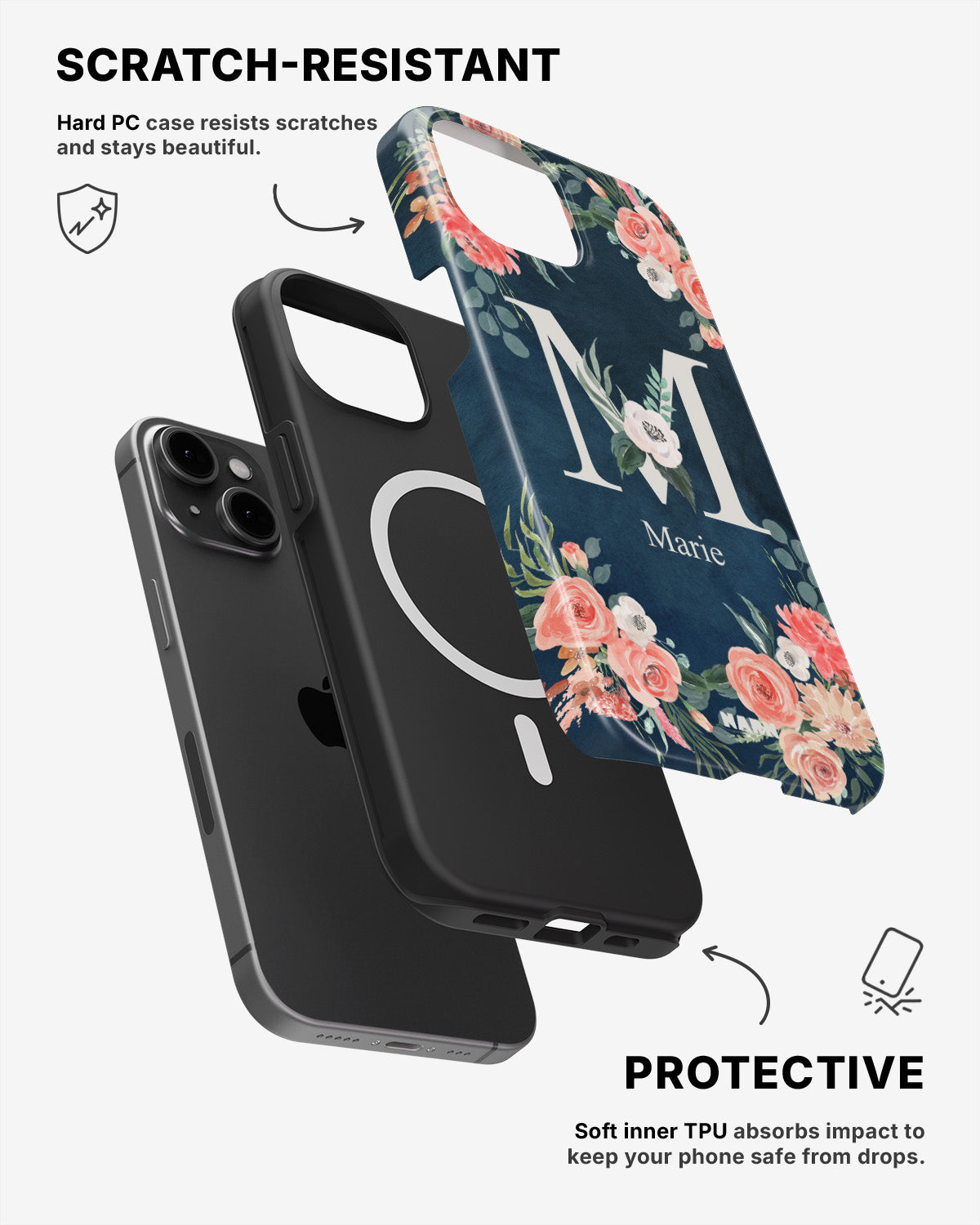 iPhone 12 / iPhone 12 Pro Tough Case – Custom - Floral - View 2