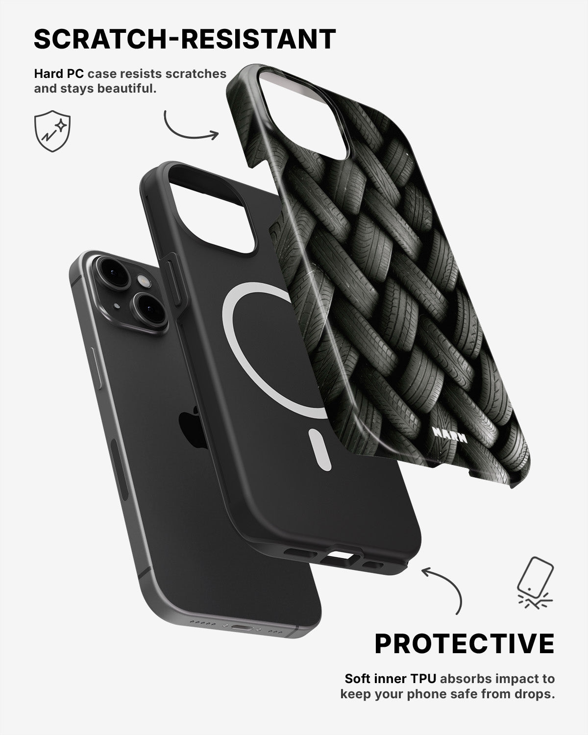iPhone 12 / iPhone 12 Pro Tough Case – Tires Wall - View 2