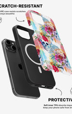 iPhone 12 / iPhone 12 Pro Tough Case – Flowered Skulls - View 2