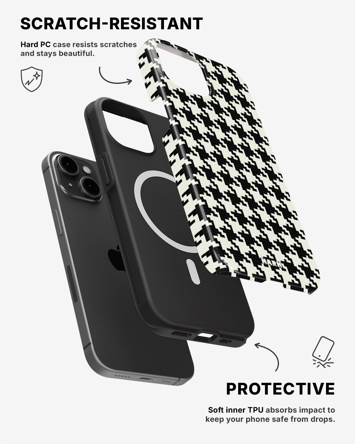 iPhone 12 / iPhone 12 Pro Tough Case – Houndstooth - View 2