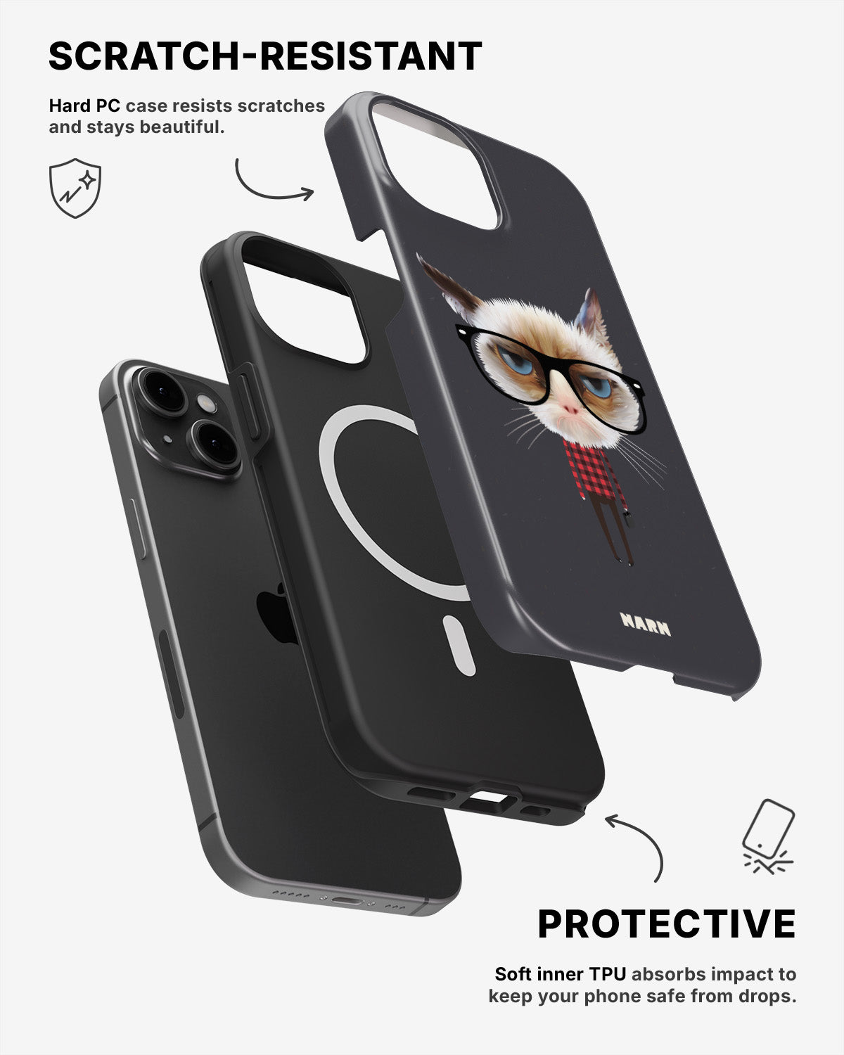 iPhone 12 / iPhone 12 Pro Tough Case – Hipster Cat - View 2
